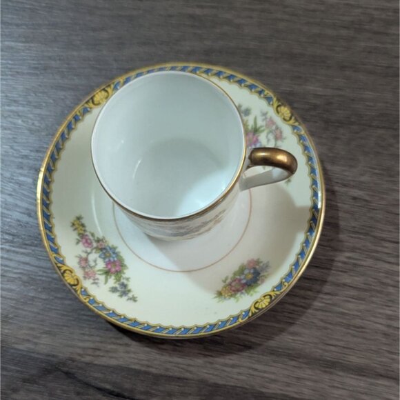 Noritake Romance Demitasse Cup & Saucer Set Japan 76085 Floral Gold Fine China C - Picture 4 of 8